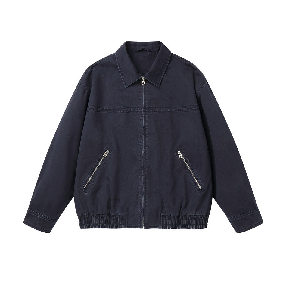 Men's short jacket in boxy cut made of canvas with diagonal zip pockets and elastic hem Mune Fashion