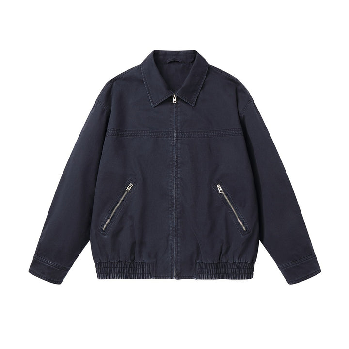 Men's short jacket in boxy cut made of canvas with diagonal zip pockets and elastic hem Mune Fashion