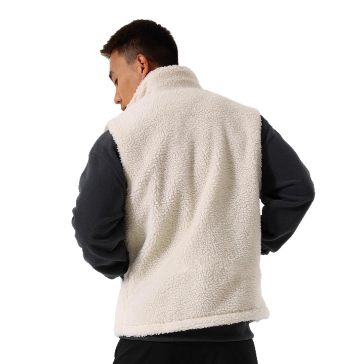 Women's Sleeveless Sherpa Fleece Vest with High Stand-Up Collar and Zipper Mune Fashion