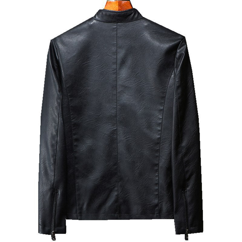 Men's Faux Leather Blouson in Slim Fit with fine texture, stand-up collar and concealed zipper Mune Fashion
