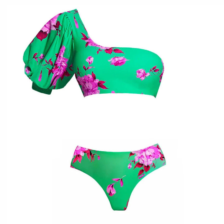 Ladies Beach Bikini Set with Asymmetrical Top and Elegant Maxi Skirt Mune Fashion