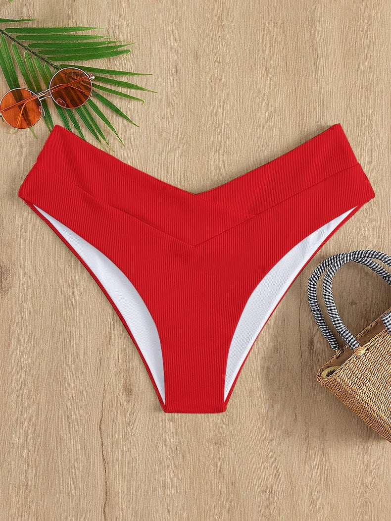 Women High-waisted Bikini Bottom with Double Layer Mune Fashion
