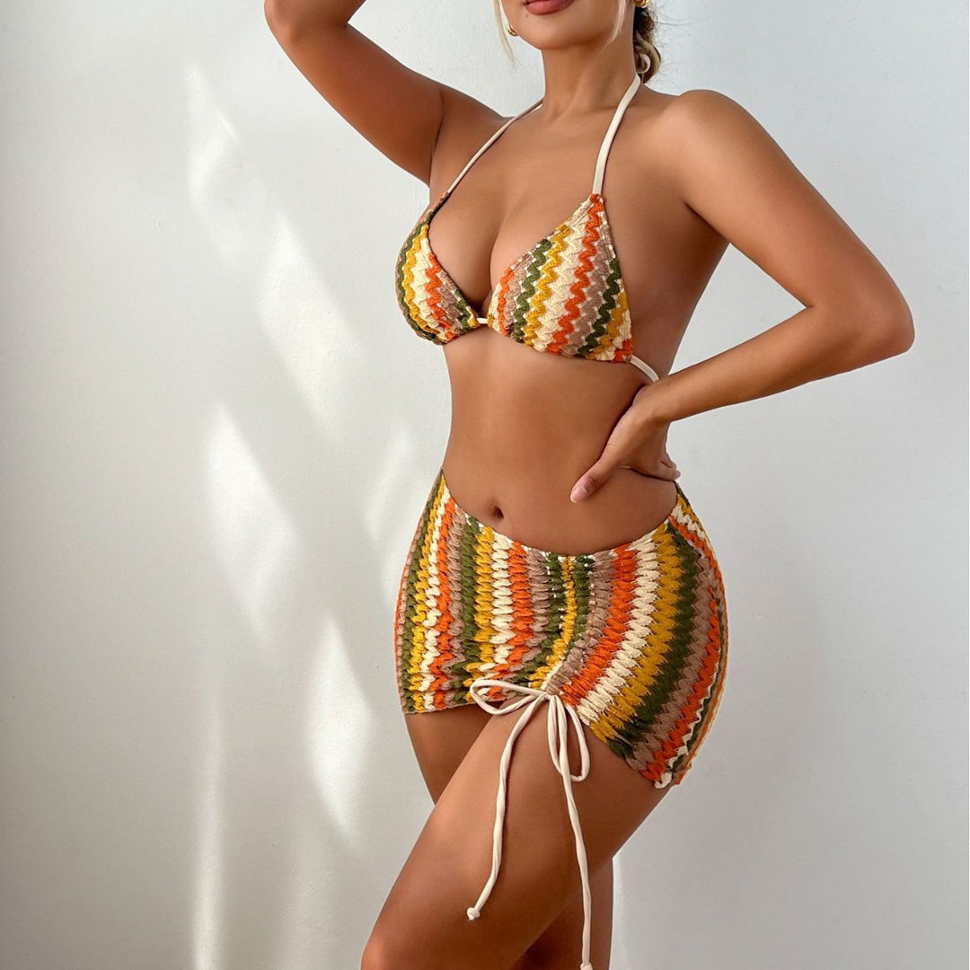 Women's Colorful Striped Bikini Set Mune Fashion