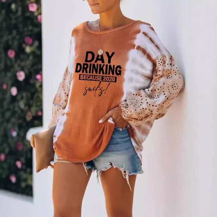 Women's Oversize Long Sleeve Shirt in Boho Style with Puff Sleeves and Statement Print Mune Fashion