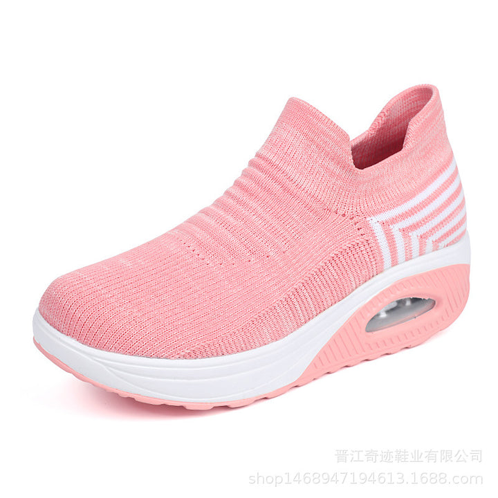 Women's knitted slip-on walking sneakers with anatomical pronation support, air-cushioned midsole, and sock-like shaft Mune Fashion