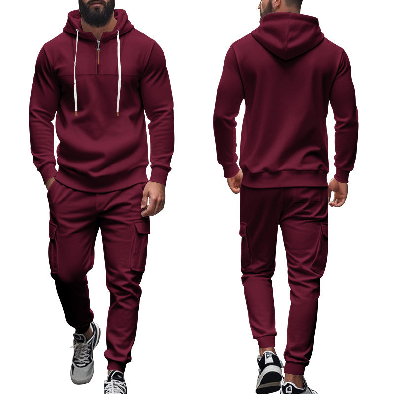 Men's nano cargo jogging suit with half-zip hoodie and tapered cargo pants Mune Fashion