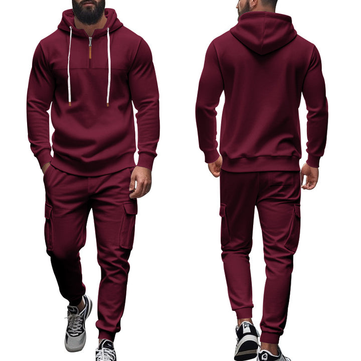 Men's nano cargo jogging suit with half-zip hoodie and tapered cargo pants Mune Fashion