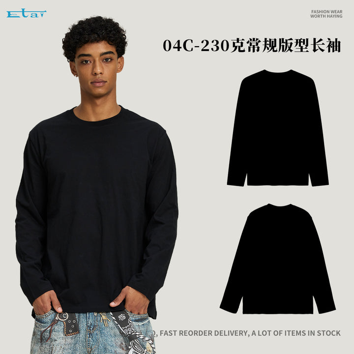 Unisex Long-sleeved cotton shirt with round neck and fine single jersey structure Mune Fashion