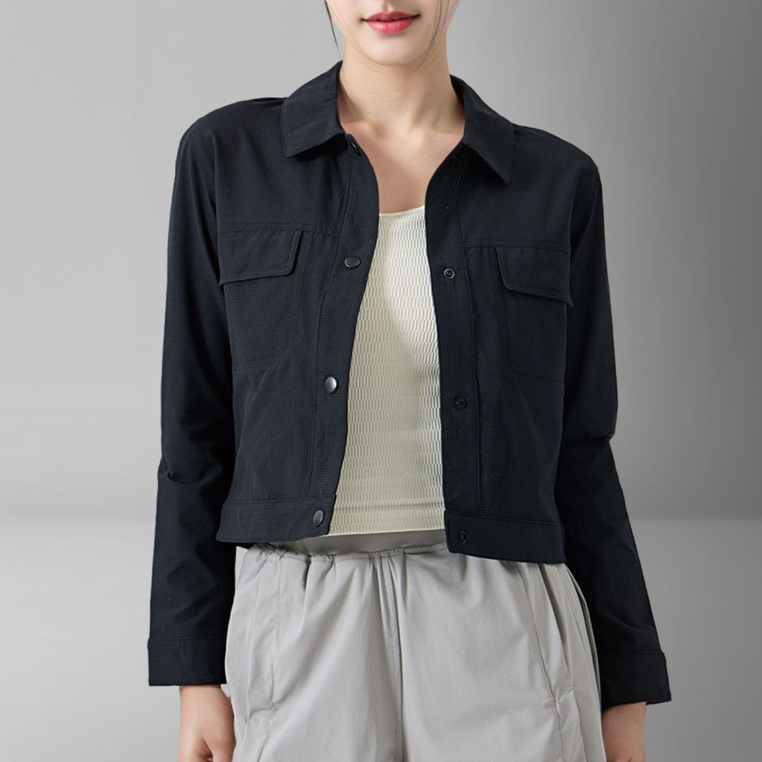 Women's Short Overshirt Jacket made of textured canvas with chest pockets Mune Fashion