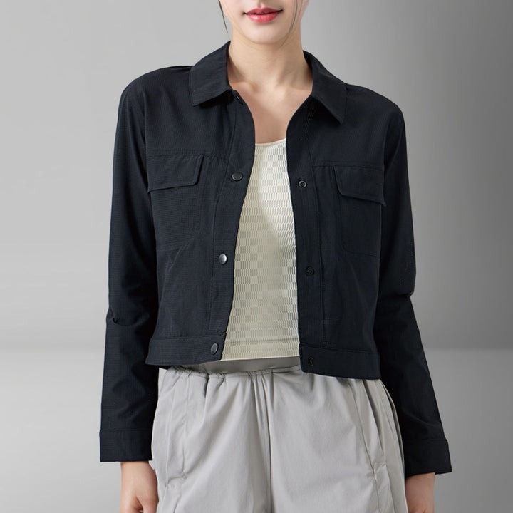 Women's Short Overshirt Jacket made of textured canvas with chest pockets Mune Fashion