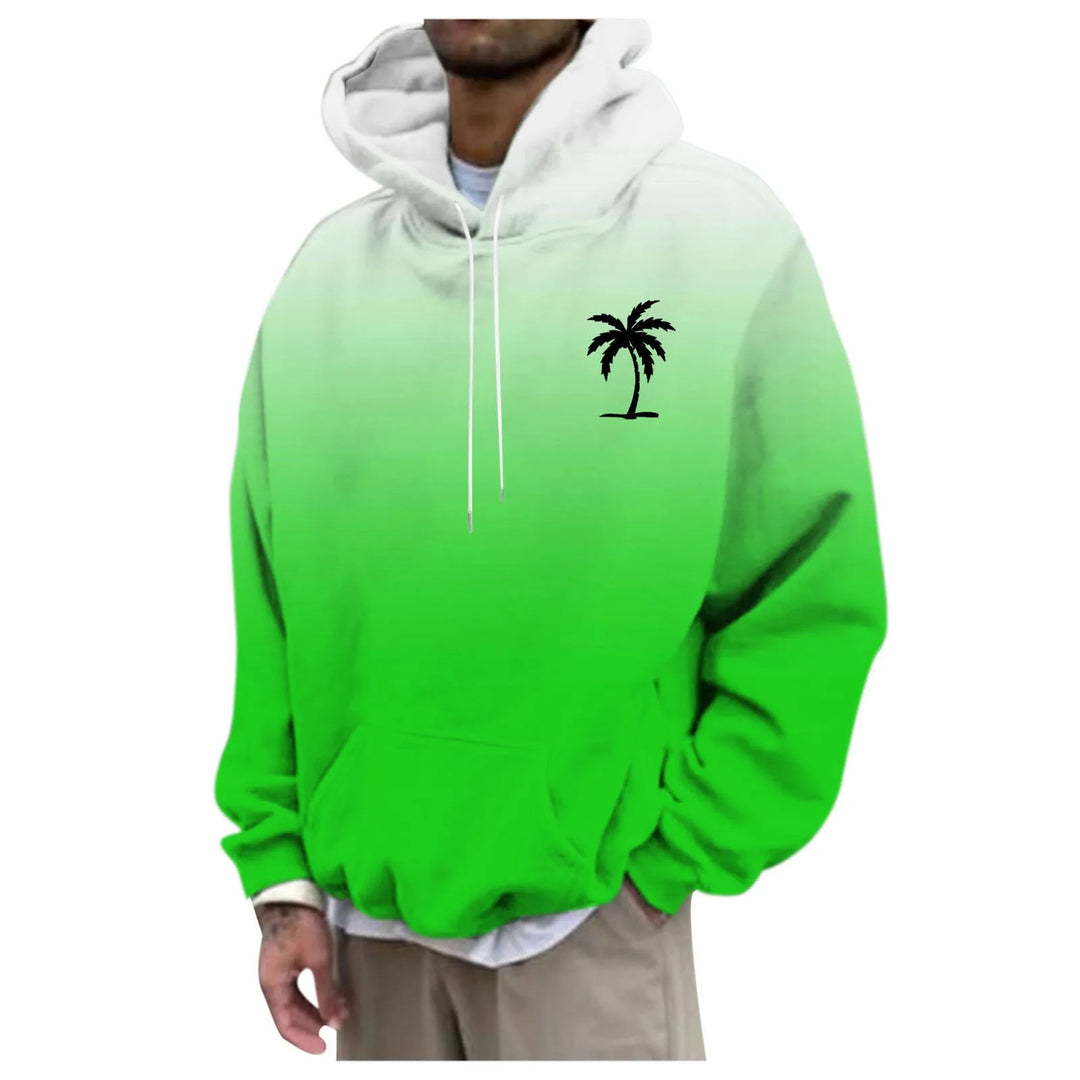 Unisex Trendy Oversized Hoodie with Gradient and Palm Motif Mune Fashion