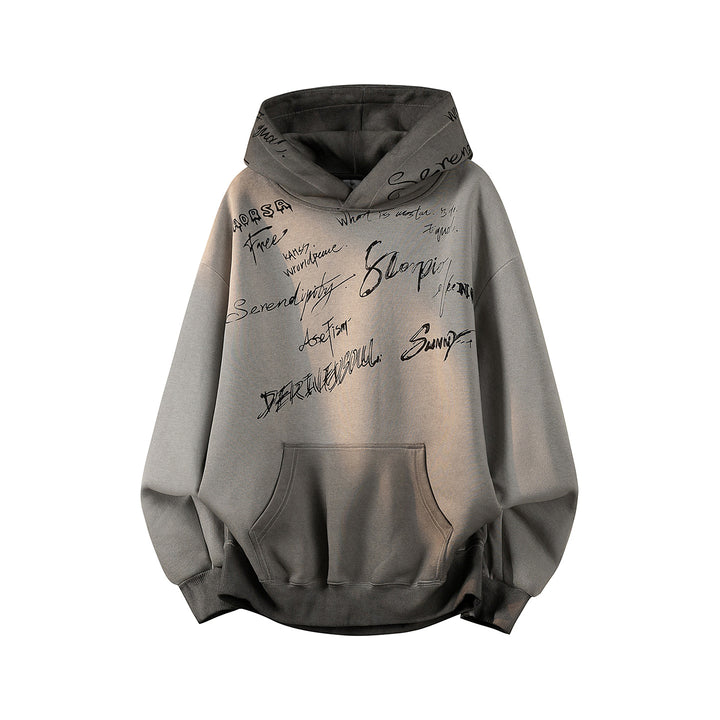 Unisex Oversize Hoodie with handwritten graphic print, kangaroo pocket & ribbed hem Mune Fashion