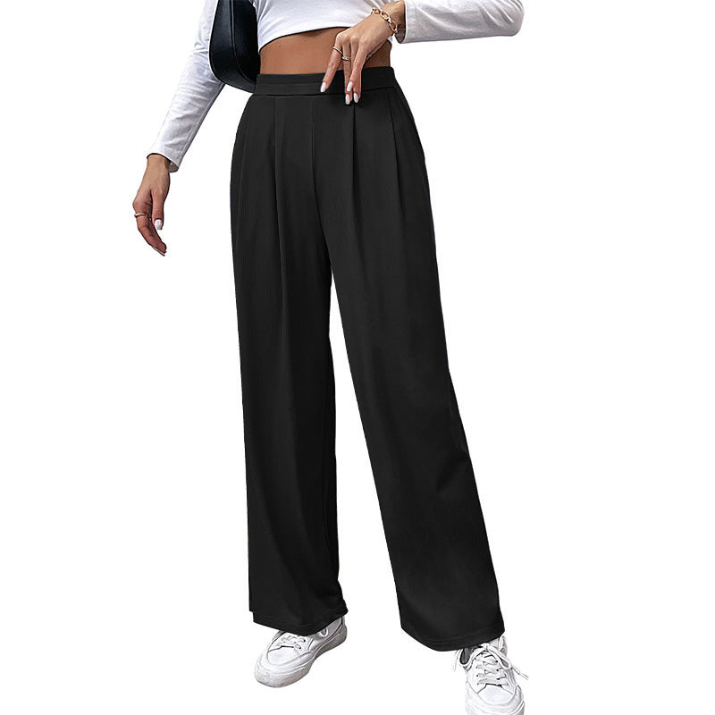 Ladies Wide High-Waist Trousers with Pleats and Palazzo Silhouette Mune Fashion