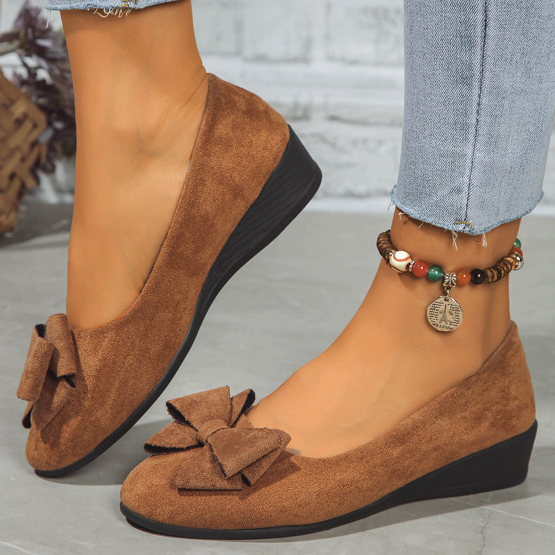 Ladies Slip-on Wedge Ballerina with Low Wedge Heel and Padded Comfort Insole Mune Fashion