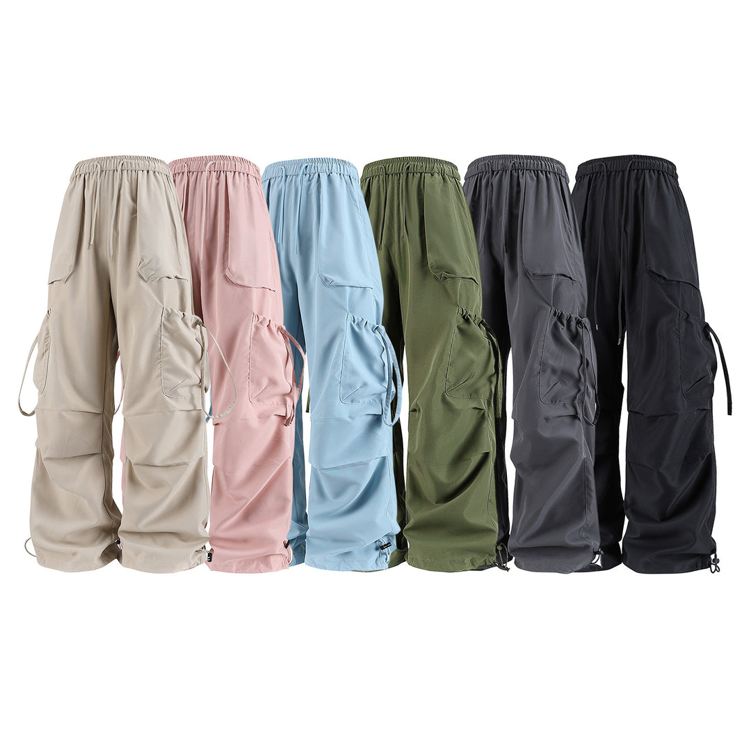Men's Oversized Cargo Trousers in Baggy Utility Cut with Elastic Waistband, Flap Pockets and Adjustable Hem Closures Mune Fashion