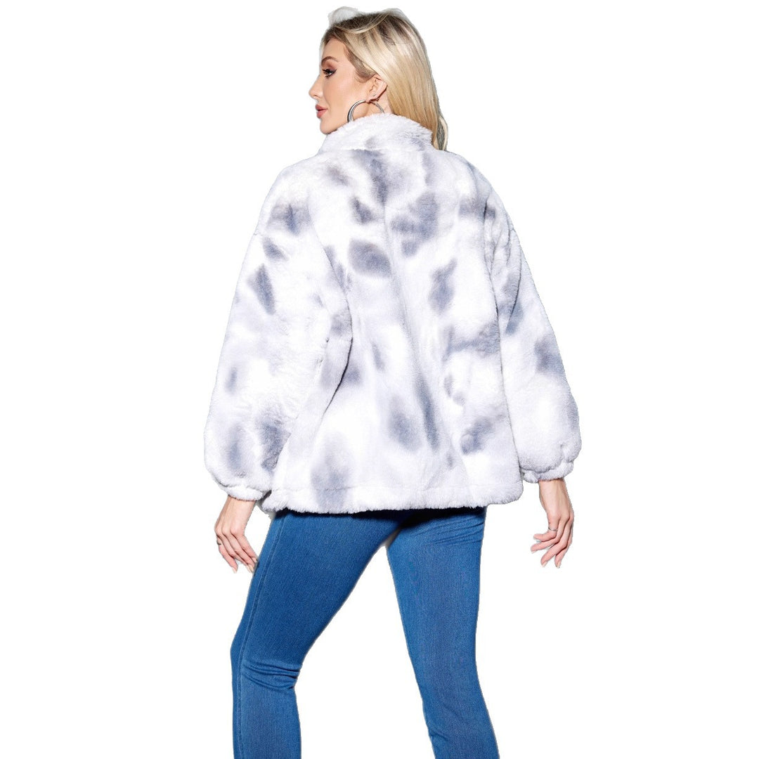 Women Cozy Faux Fur Jacket with Stand Collar & Front Zipper Mune Fashion