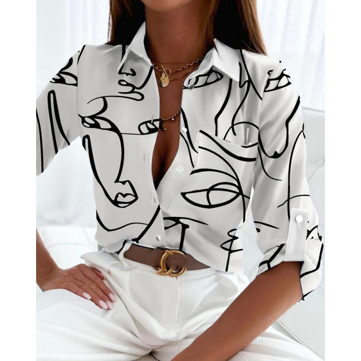 Women's satin blouse with graphic all-over print and tailored fit Mune Fashion