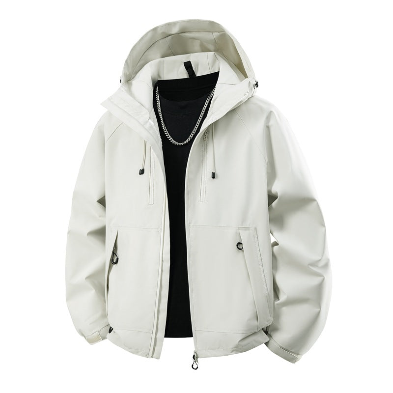 Men's matte softshell hooded jacket with welded seams, two-way zipper and adjustable drawstring hem Mune Fashion