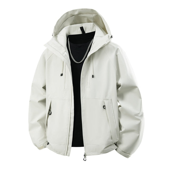 Men's matte softshell hooded jacket with welded seams, two-way zipper and adjustable drawstring hem Mune Fashion