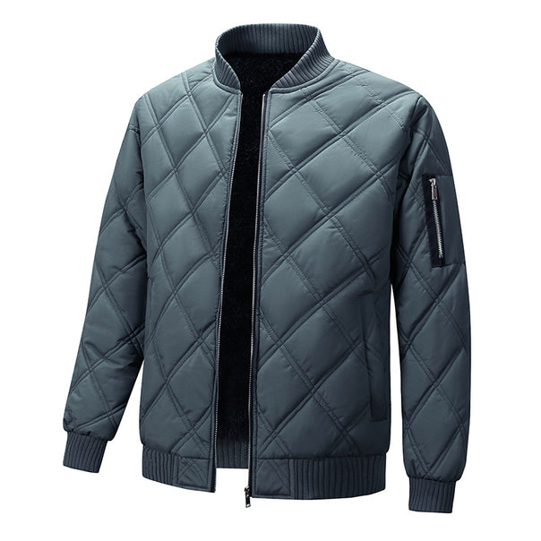 Men's quilted bomber jacket with warming teddy lining, diamond quilting & utility arm pocket Mune Fashion
