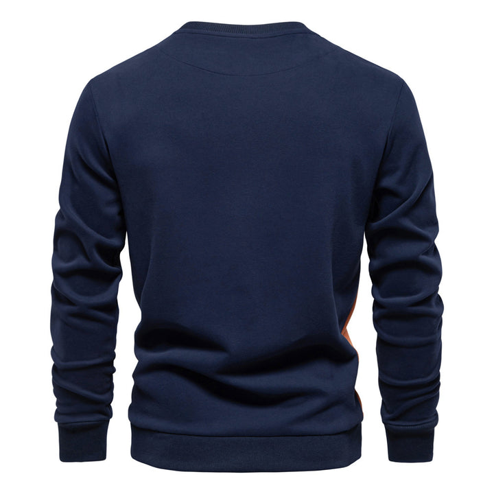 Men's round neck sweatshirt made of cotton blend with contrasting side piping and slim silhouette Mune Fashion