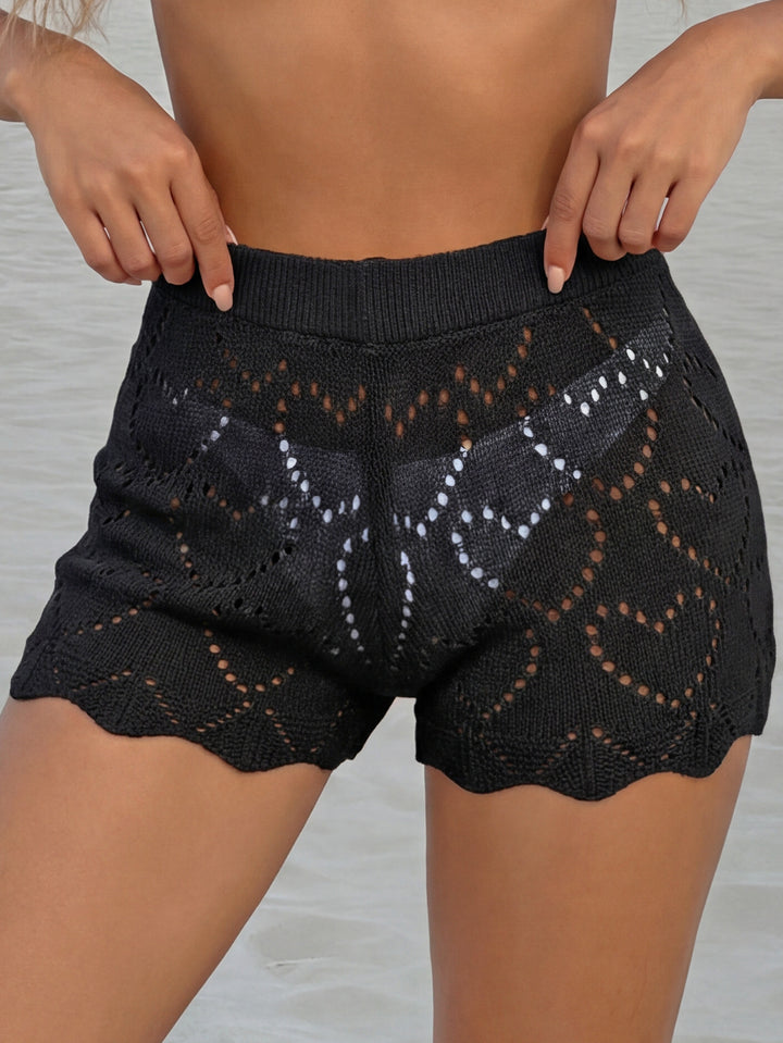 Ladies airy crochet shorts with hearts Mune Fashion