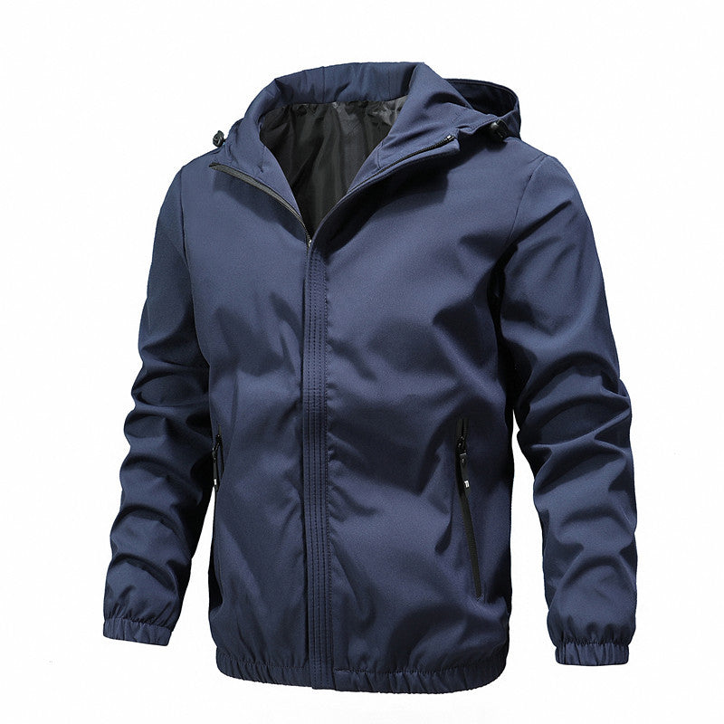 Men's washed canvas bomber jacket with stand-up collar, concealed zipper and side pockets Mune Fashion