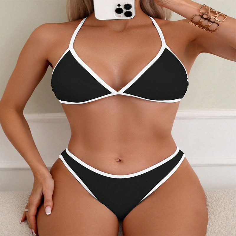 Women's triangle bikini with adjustable straps and elegant contrast piping Mune Fashion
