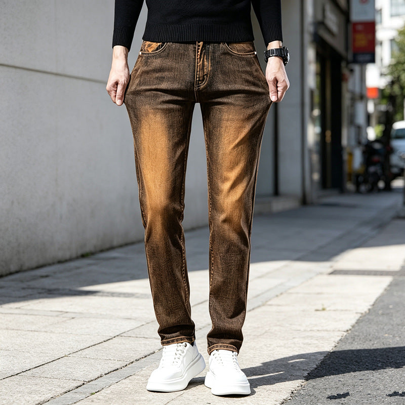 Men's Slim-Fit Jeans with Fashionable Used-Look Mune Fashion