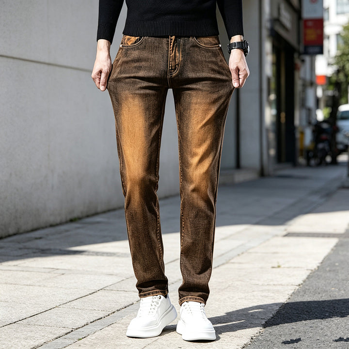 Men's Slim-Fit Jeans with Fashionable Used-Look Mune Fashion