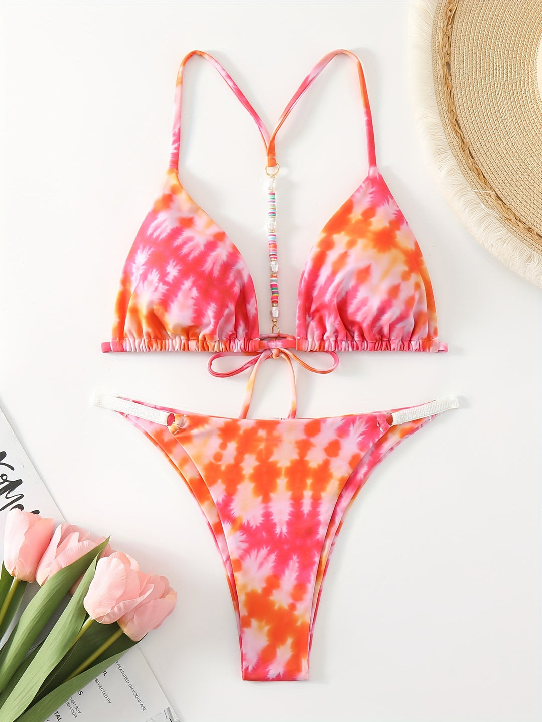 Women's Triangle Bikini with Fashionable Tie Design Mune Fashion