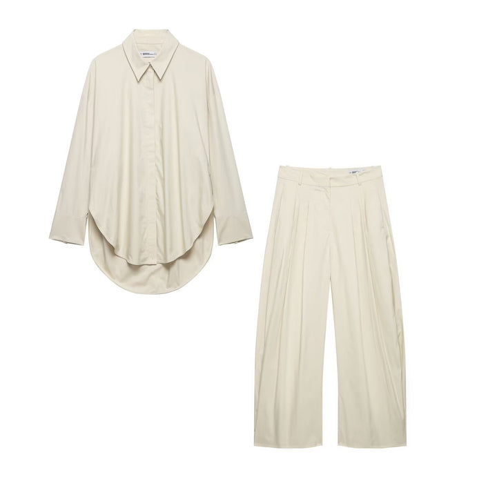 Women's Oversized Shirt with Extended Rounded Hem and Concealed Button Placket Mune Fashion