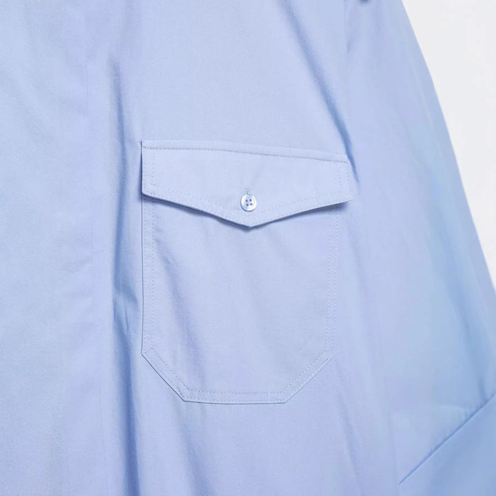 Women's Oversized Shirt Blouse with Epaulettes and Patch Chest Pockets Mune Fashion