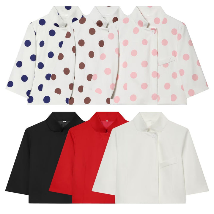 Women's Cropped Boxy Jacket with Stand Collar and Three-Quarter Sleeves Mune Fashion