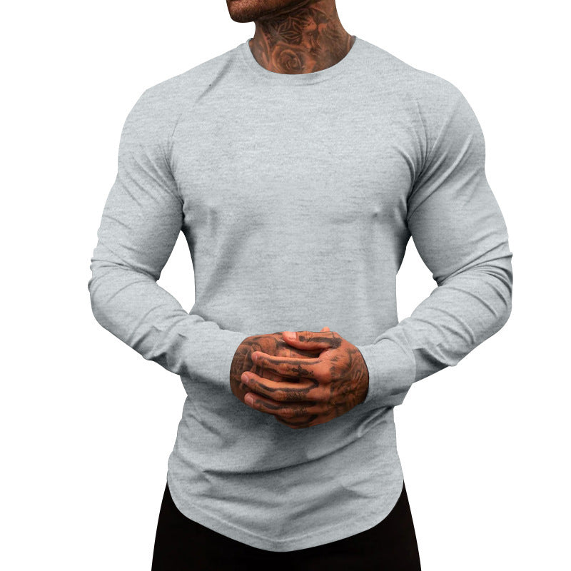 Men's Long-Sleeve Shirt Made Of Soft Stretchy Cotton Blend with Round Neckline Mune