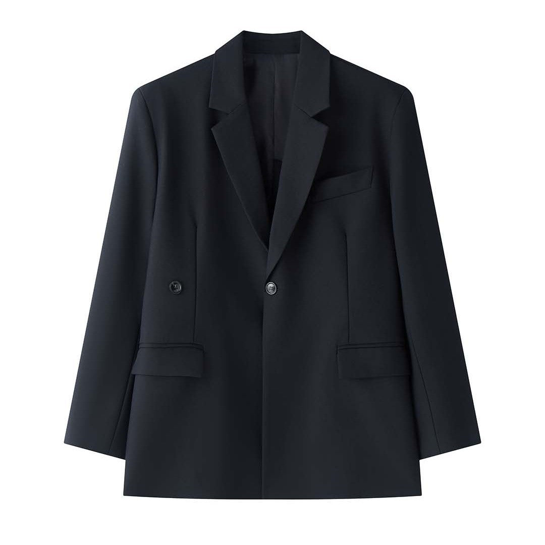 Women's Boxy Blazer with Extended Back and Concealed Single-Button Front Mune Fashion