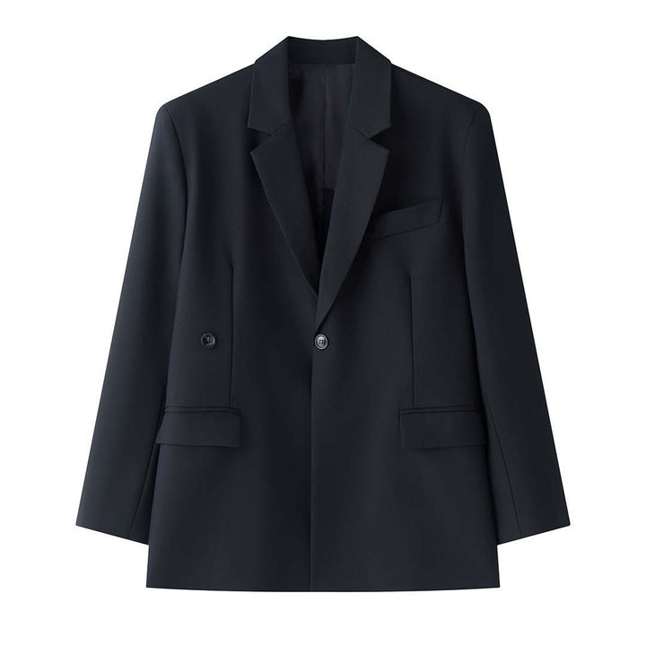 Women's Boxy Blazer with Extended Back and Concealed Single-Button Front Mune Fashion