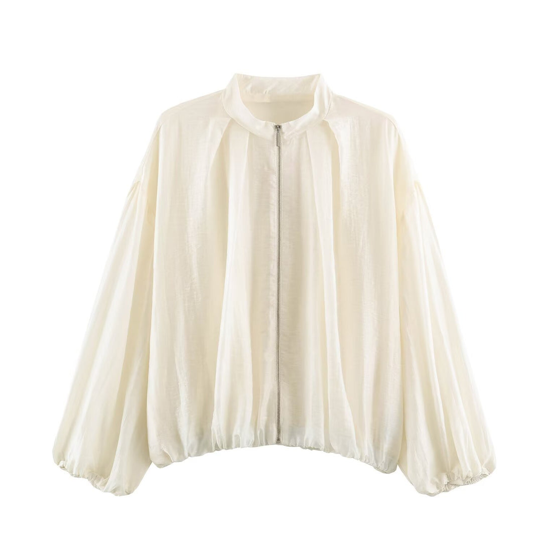Women's lightweight sheer oversized blouse jacket with balloon sleeves Mune Fashion