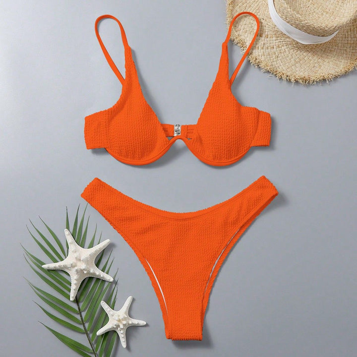 Women's Comfortable Triangle Bikini with Structured Texture Mune Fashion