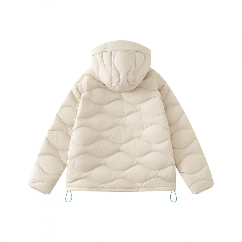 Unisex Short cut padded hooded jacket with wave quilting, two-way zipper and adjustable hem Mune Fashion