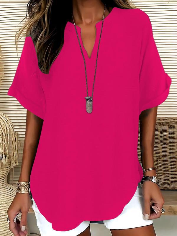 Ladies casual tunic with V-neck and wide-cut sleeves Mune Fashion