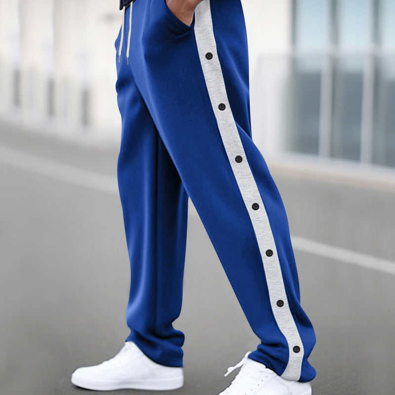 Men's relaxed fit joggers with snap button side stripe and elastic drawstring waistband Mune Fashion