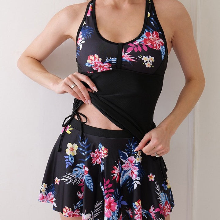 Ladies Sporty Swim Dress with Floral Top Mune Fashion