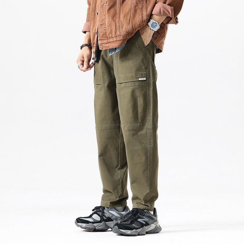 Herren Baggy-Utility-Cargohose im Tapered-Schnitt mit elastischem Tunnelzugbund, aufgesetzten Fronttaschen und Knieabnähern Mune Fashion