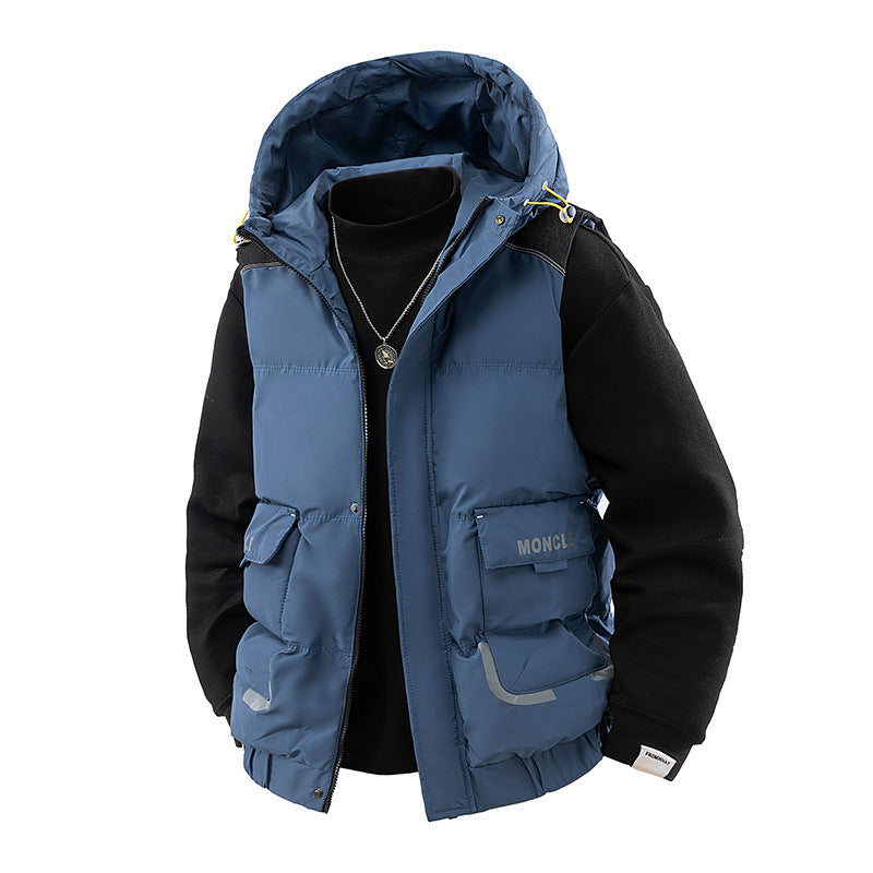 Men's Quilted Outdoor Vest with Hood, Cargo Pockets and Adjustable Hem Mune Fashion