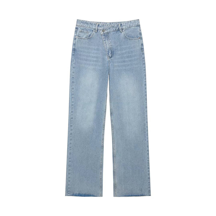 Women High-Rise Loose Jeans with Straight Leg and Five-Pocket Cut Mune Fashion