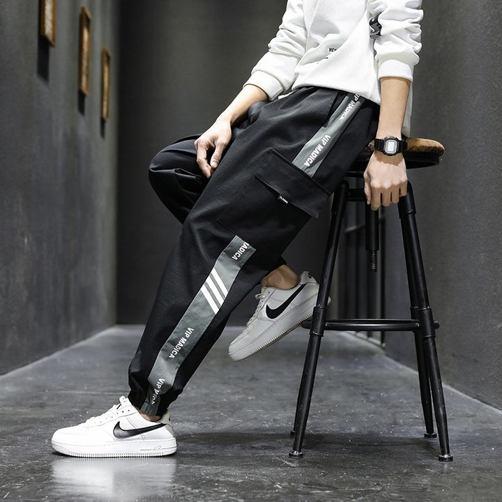 Men's cargo pants with side pockets and elastic waistband Mune Fashion