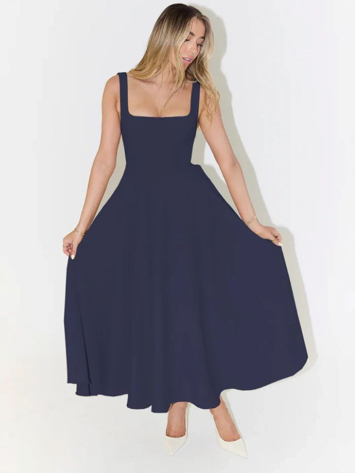 Women's A-line maxi dress with square neckline and flowing fabric Mune Fashion