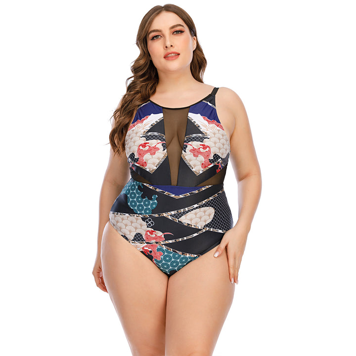 Women's sporty one-piece with fashionable cut and transparent inserts Mune Fashion