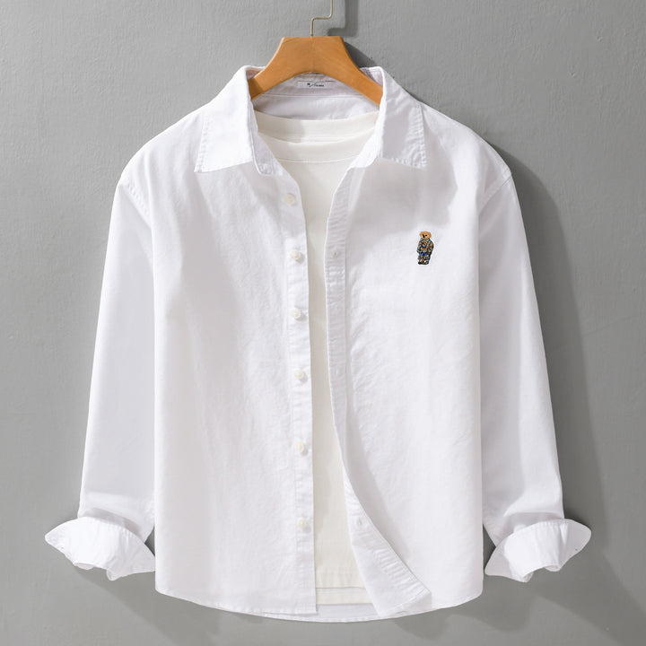 Men's Button-Down Overshirt in Casual-Relaxed Style with tonal embroidery Mune Fashion